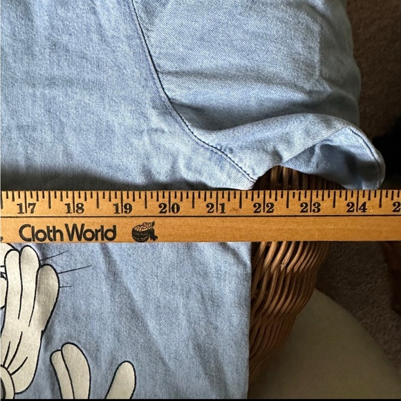 Light Blue Cartoon Character Women's Button Down Shirt - Picture 4 of 7